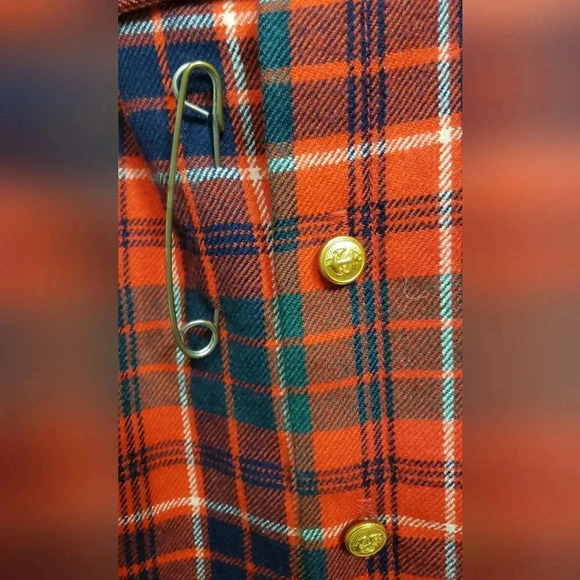 JG Hook| Vintage| 100% Wool Tartan Plaid Scottish Style Midi A-line Kilt Skirt - Picture 2 of 4